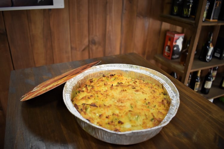 bacalao al horno con queso, verduras y bechamel listo para llevar